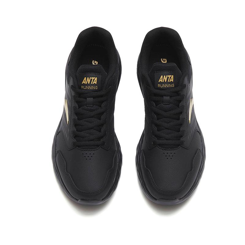 Anta Cushioning Slip Resistant Abrasion Resistant Low top Casual Running Shoes Men's Black Gold Sneakers 912355592-8