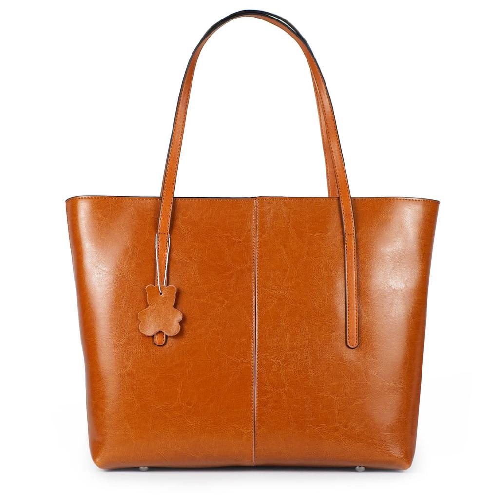 Genuine Leather Tote Leather Business Shoulder Simple A4 Large Trapezoid Easy To Suitable for and Many Other Occasions Kyoei-Tech Women's Bag,