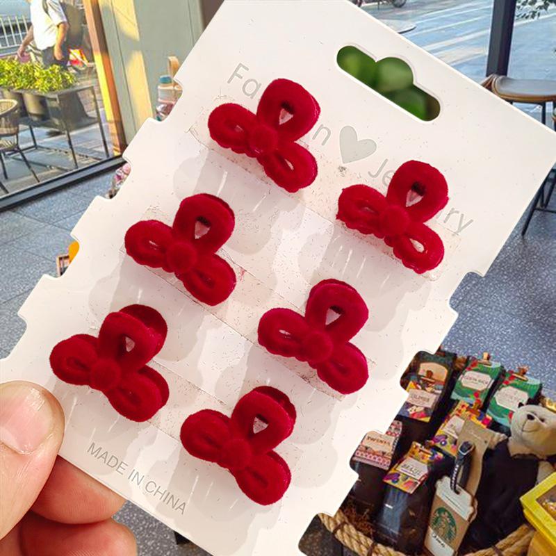 2024 Neue Herbst/Winter Beflockte Schleife Krallenklemme, Damen Haarspange für Pony