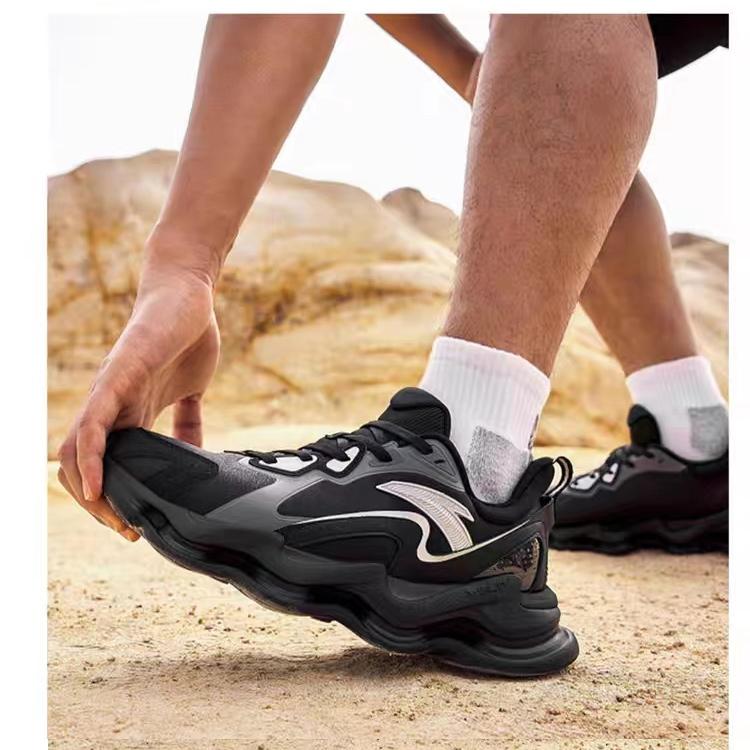 Anta Soft Column Non-Slip Wear-Resistant Low-Top Running Shoes Men sneaker Black White Gray 112315555-9