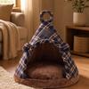 Triangular Tent Pet Bed Enclosed Covered with Nonslip Bottom Gentle Feline Hut for Kittens,