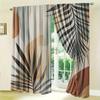 2PC Modern Abstract Palm Leaf Curtains - Boho Tropical Geometric Print Window Drapes for Living Room Bedroom Decor