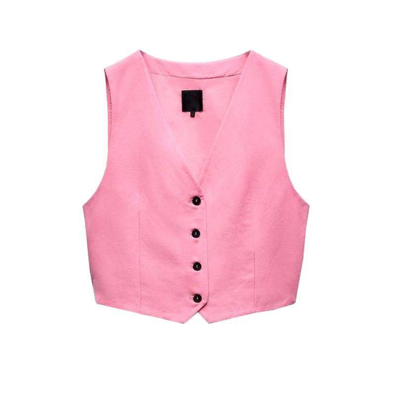 Spring New Split Vest 5320767 High Waist Linen Blended Shorts Female 3152503 1255430