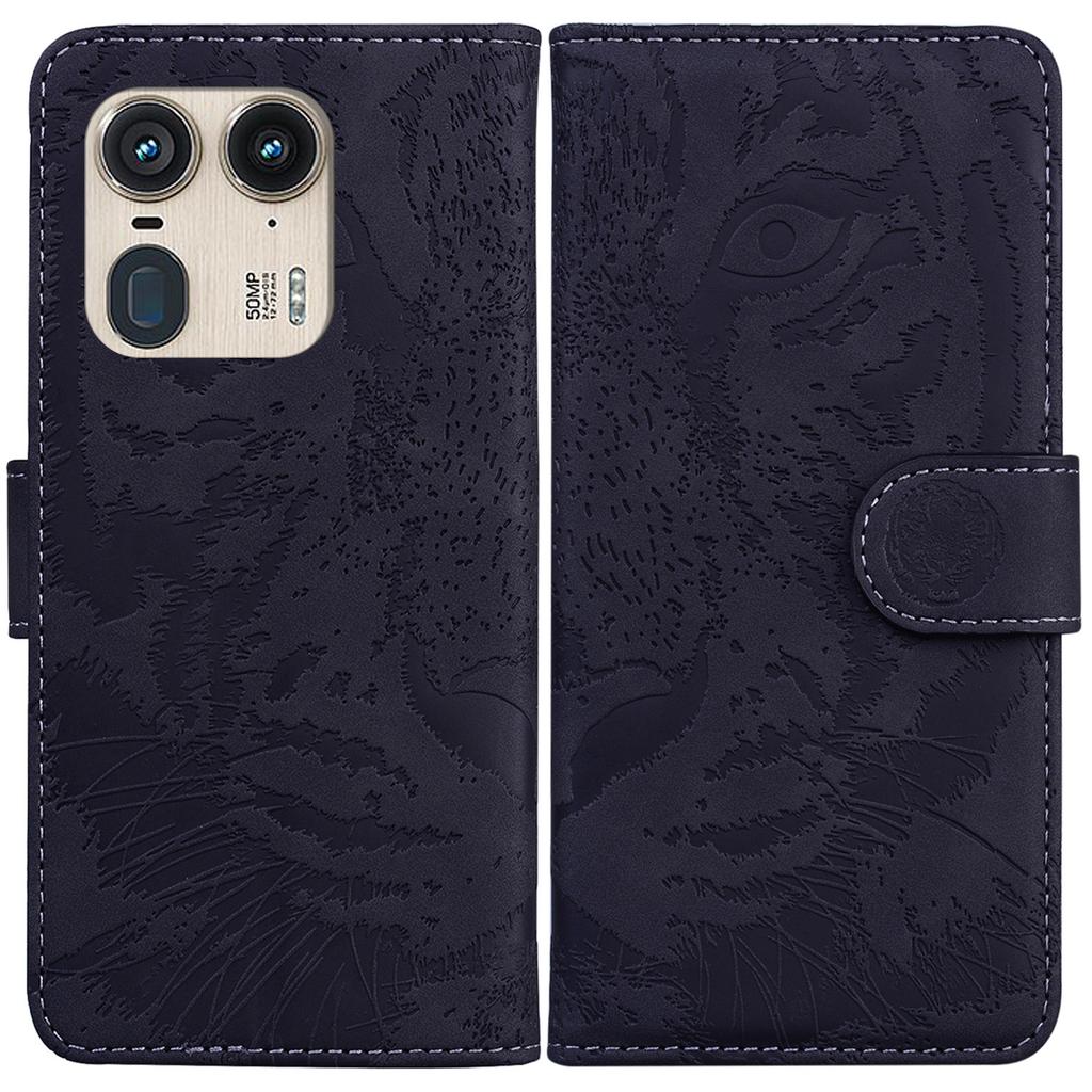 For Motorola Edge 50 Ultra 5G/Moto X50 Ultra 5G Case Tiger Imprint PU Leather Flip Phone Cover