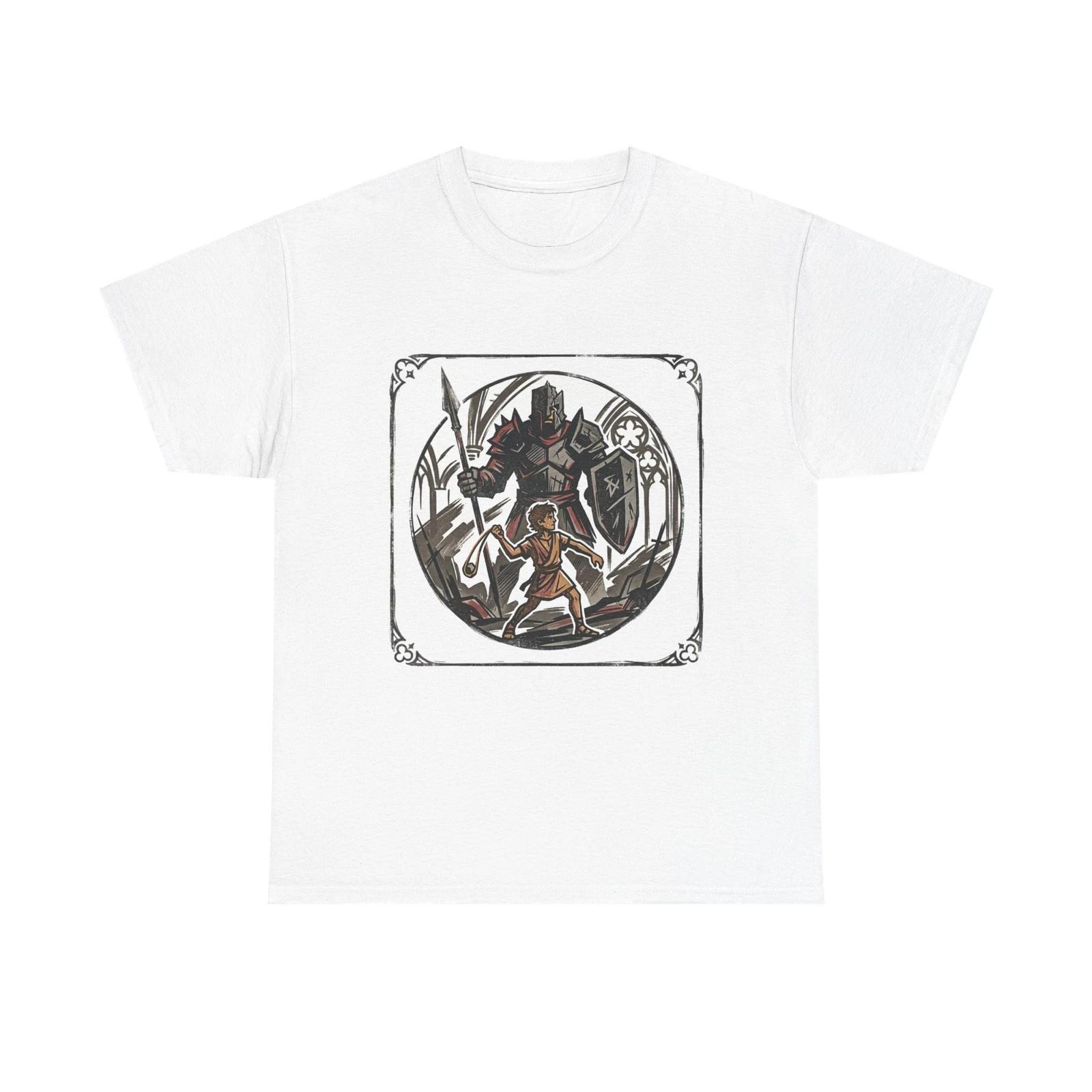 

Knight vs Giant Illustration T-Shirt | Fantasy Battle, Medieval Art S