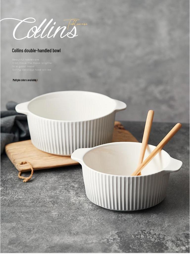 Nordic Double Handle Anti-Scald Noodle Bowl - Large Soup & Rice Bowl