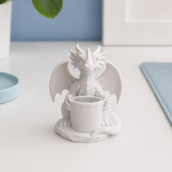 Vaso da fiori con fori di drenaggio integrati, Portapenne a forma di drago stampato in 3D, Vaso da fiori da esterno per piccole piante verdi
