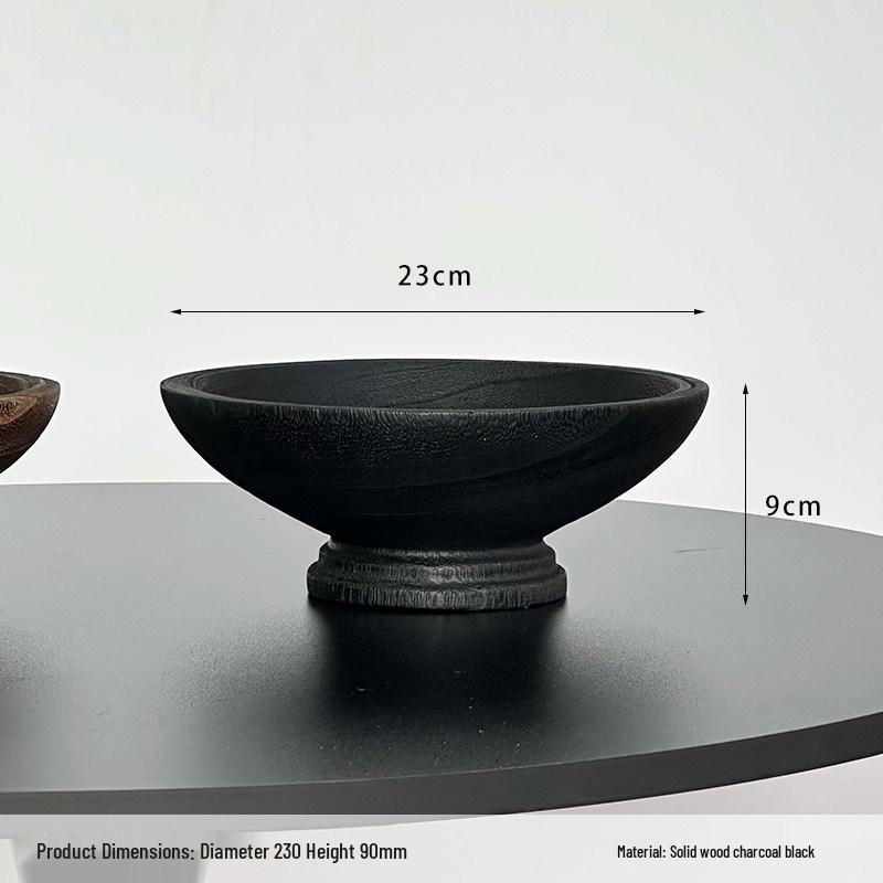Wabi-sabi Handmade Wooden Fruit Bowl - Retro Log Style Ornament for Living Room, Guesthouse, or Hotel Decor and Storage.
