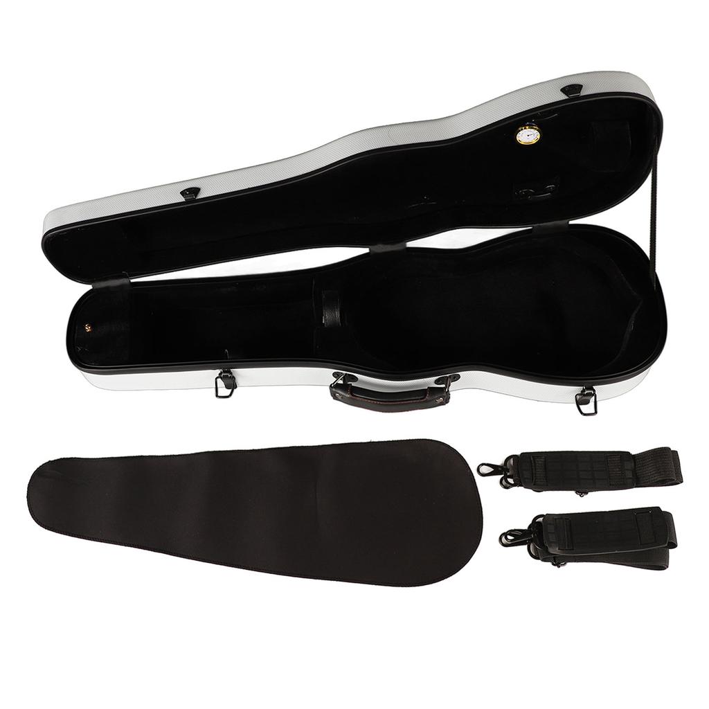 Violin Box Carbon Fiber Lightweight Portable Hard Violin Case Replacement with Hygrometer Straps
