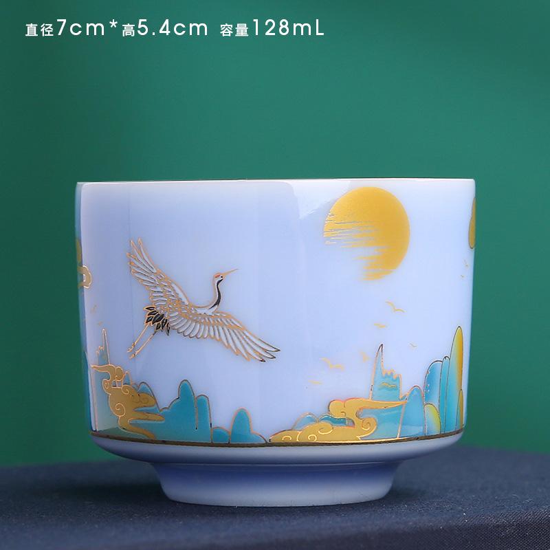 Chinese Ceramic Japanese Style Single Jade Blue Master Cup Kung Fu Tea Brewing Bowl Simple Gift Packa