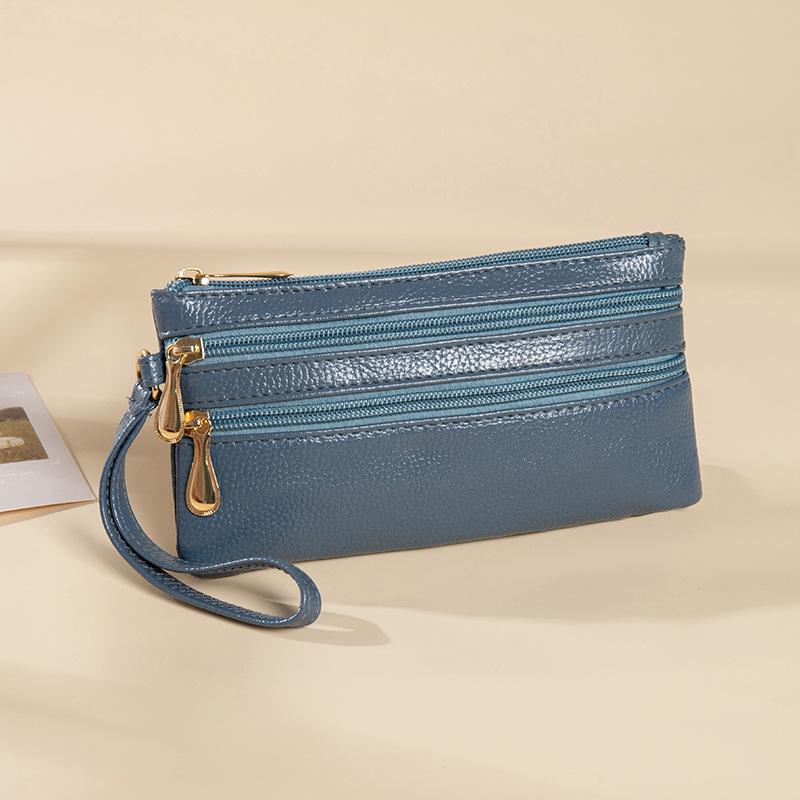 Lychee Grain PU Leather Multi-Pocket Wristlet Clutch Wallet and Phone Bag