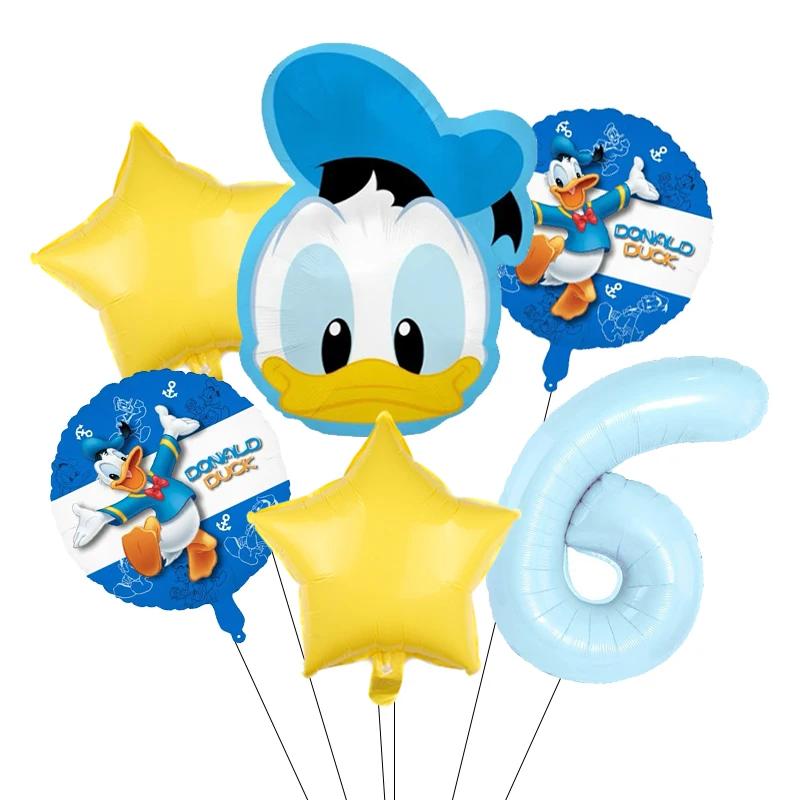 Cartoon Donald Number Duck Daisy Aluminum Film Balloon Set Spherical DIY Birthday Arrangement Party Decoration Balloons Kawaii