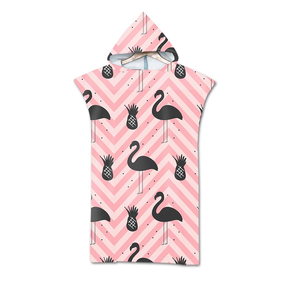 Tropisches Flamingo Kapuzen Strandtuch Umkleidetuch, Bademantel, Sporttuch für Erwachsene Kinder Schwimmen, Strand, Surfen, Tauchen, Baden