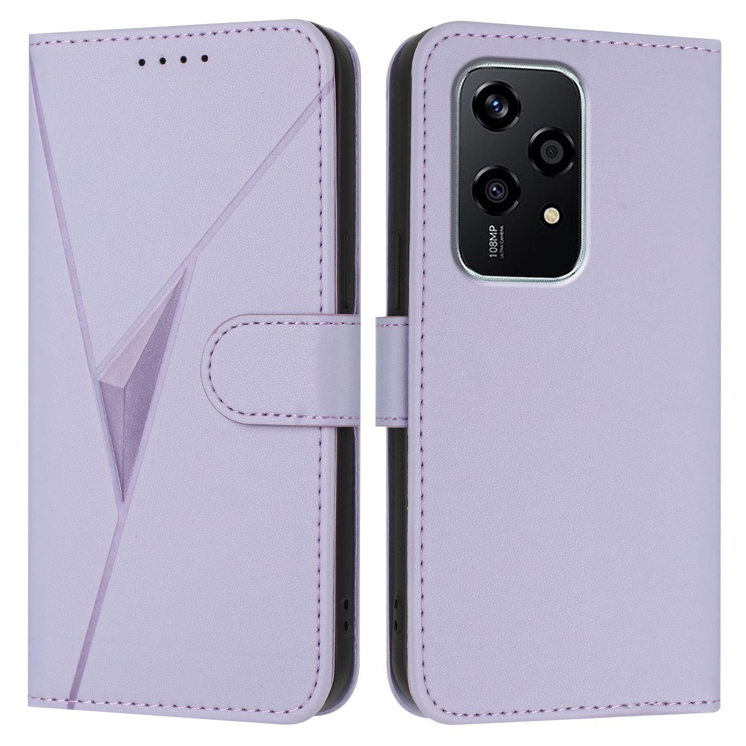 

For Honor 200 Lite Case Triangle Imprint Leather Phone Cover with Lanyard A