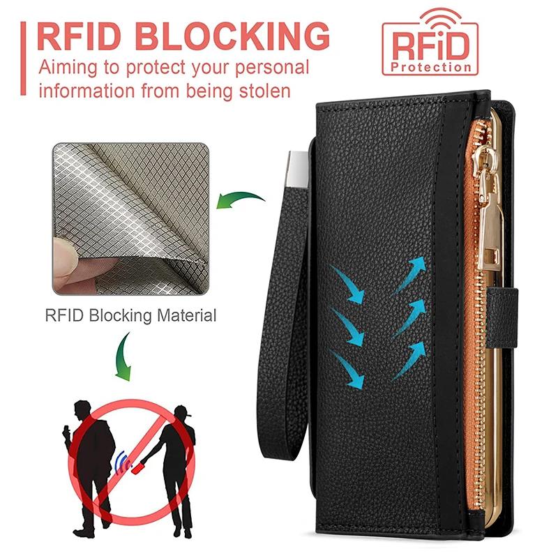 Leather Wallet Case for Samsung Galaxy Z Fold 4 3 2 5 6 ZFold4 ZFold3 Z Fold2 ZFold5 with Pen Holder Card Slot Zipper Flip Cover