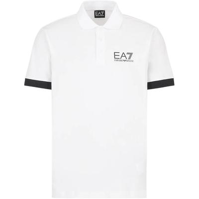 EA7 SS24 Letter Logo Printed Pullover Polo Shirt Men Tops White 3DPF03-PJ02Z-1100