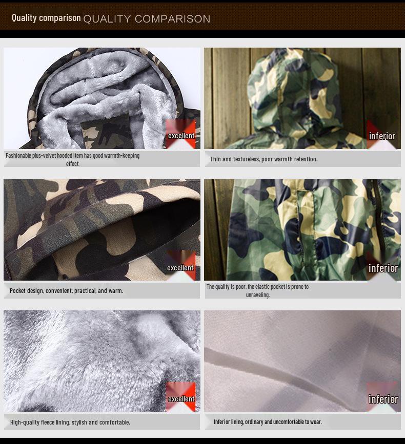 Autumn/Winter Men's Plus Velvet Camouflage Hoodie - Trendy British Style Slim Fit, Plus Size Jacket