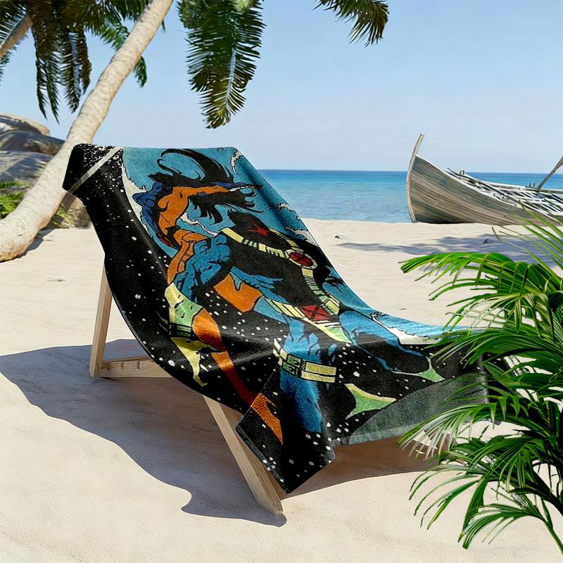 A Cosmic Superheroes In Battle 2D Flat Print Beach Towel, Large Soft Quick Dry Towel for Beach Camping Swimming.MSTJ0918016