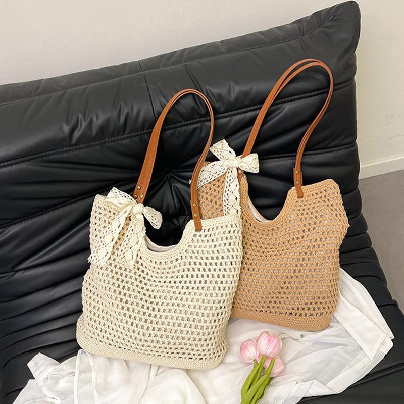 Stylish Women Woven Crochet Handbags Large Capacity Shoulder Tote Perfect for Beach Travel and Daily Use