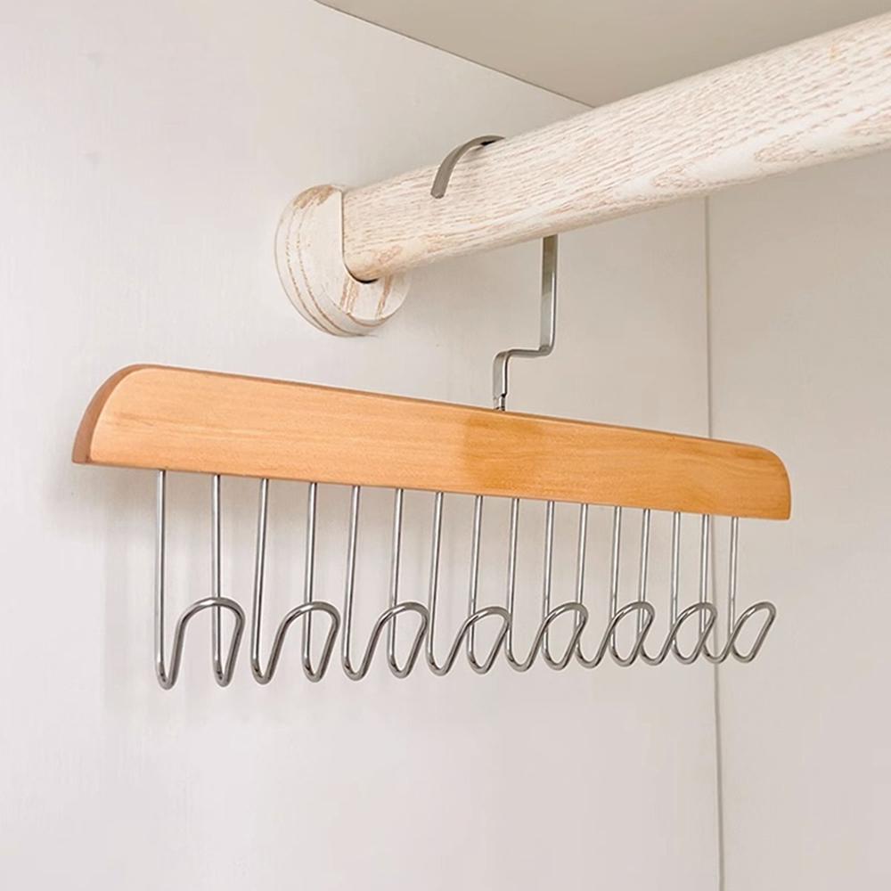 Solid Wood 8 Hook Hanger, Underwear, Vest, Tie Multi-Functional Hook, Suitable For Dormitory, Apartment, Bedroom Finishing