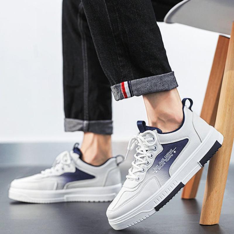 2025 Fashion Men's Casual Sneakers All-match Breathable White Board Shoes Comfortable Heightening Wear-resistant Platform Shoes