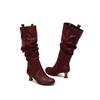 Yellow Pink Women Knee High Boots High Heel Big Size 50
