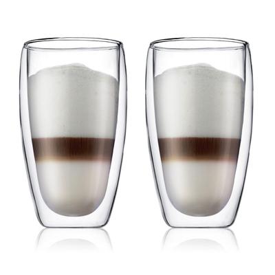 BODUM Cam Bardak Bardak PAVINA Çift Duvarlı Cam 450ml 2'li Set Yalıtım Çift Yapı Isıya Dayanıklı Cam Mikrodalga Fırın Güvenli Fırın Güvenli Bulaşık Makinesi