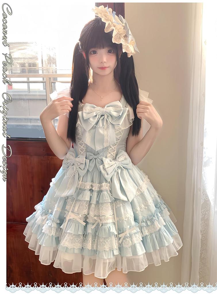 Jundakara Lolita Cosplay Open Shoulder and Detachable French Princess Size M Women's Dress, JSK, Costume, Lace, Ruffles, Ribbon, Lace-Up, Lolita,