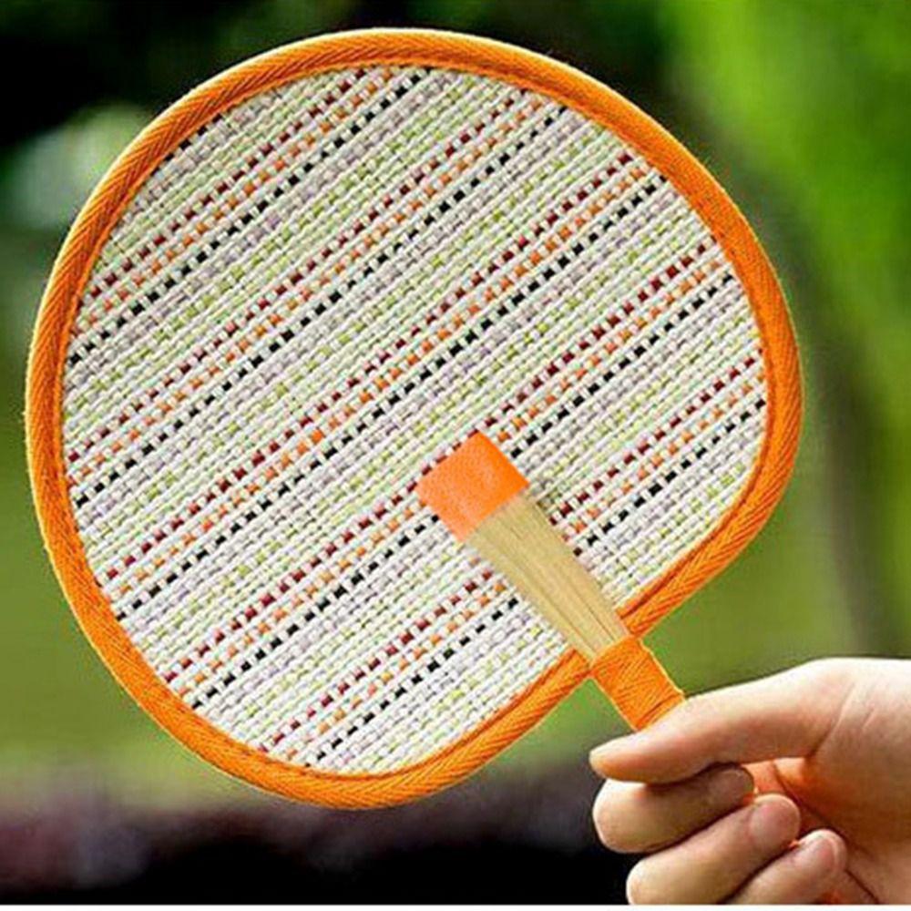 Round Straw Hand Fan Handmade Cute Woven Fan Lightweight Handwoven Fan Photo Prop