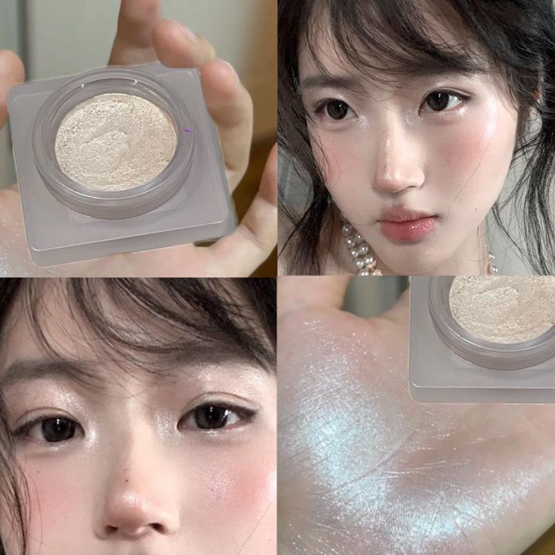 Luminous 3D Pearlescent Highlighter Cream with Crushed Diamond Glitter for Intense, Delicate Shine 4g