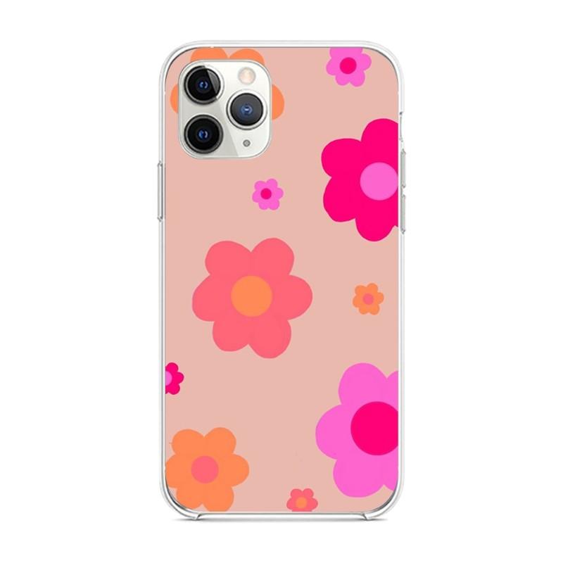 Preppy Aesthetic Cute Pink Phone Case for iPhone 14 13 12 11 XS X 8 7 6 Plus Mini Pro Max SE 2022 Transparent Phone Cover