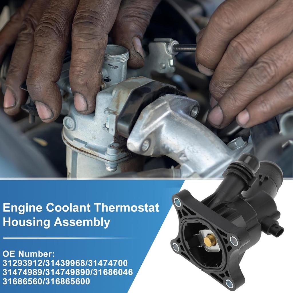 Engine Coolant Thermostat Housing Assembly with Seal & Sensor for Volvo S60 S80 S90 V60 V90 Cross Country XC40 XC60 XC70 XC90 Replace No.31293912