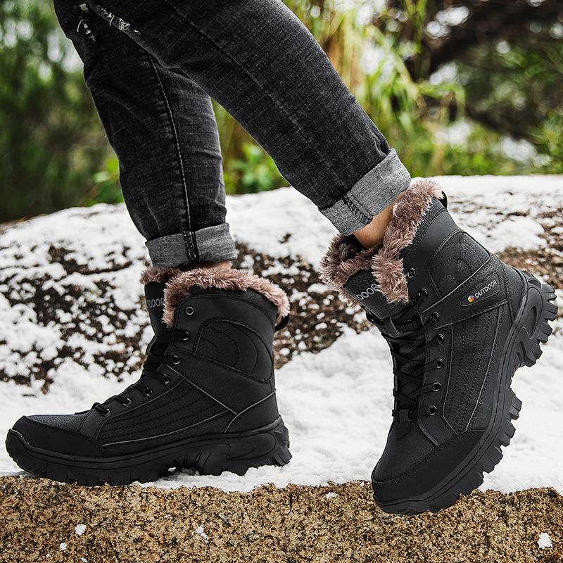 Winter Outdoor wasserdichte Herrenstiefel, russischer Stil, Stiefeletten für Herren, Schneestiefel, Übergröße 40–48