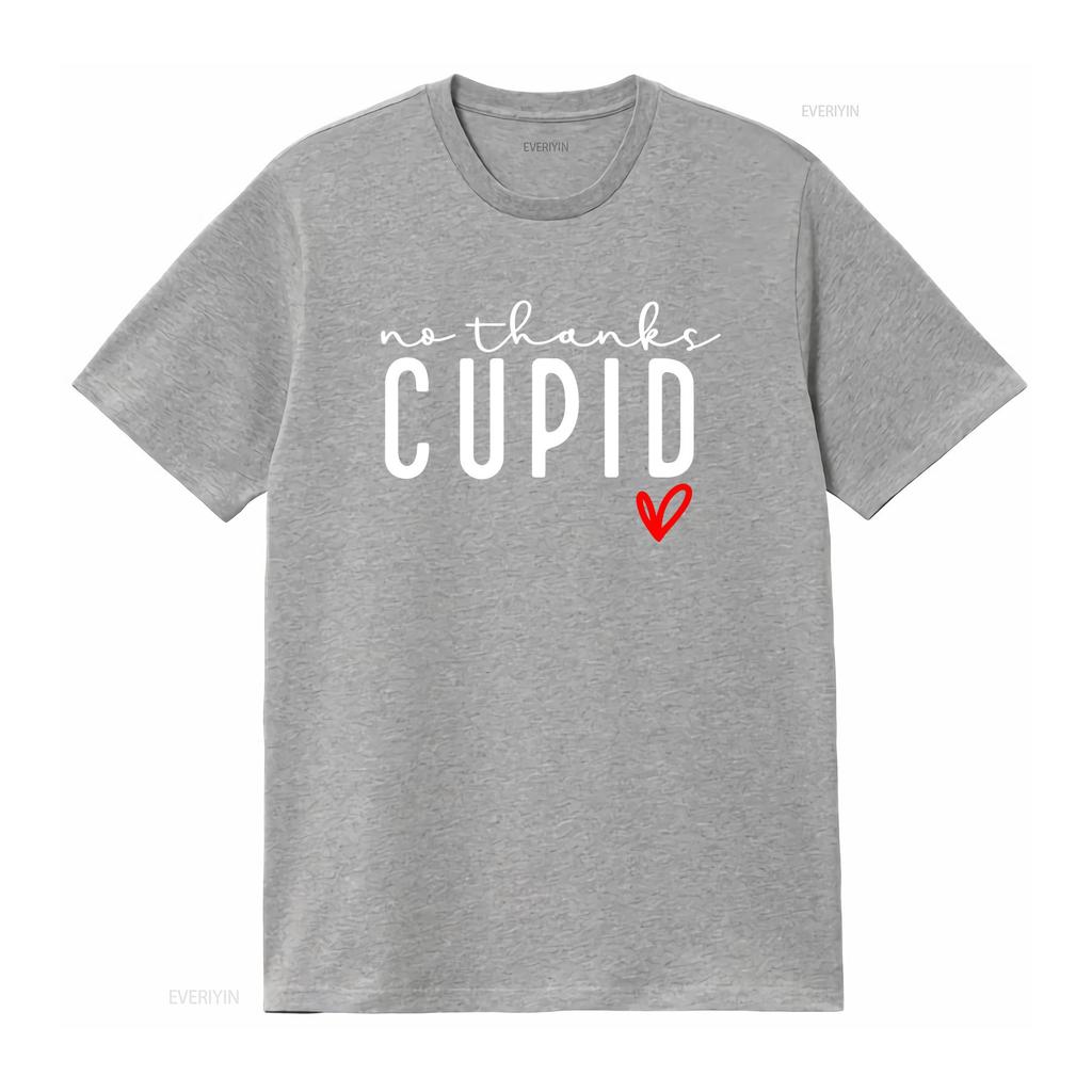No Thanks Cupid T Shirt Happy Valentine s Day Anti Valentine's Funny  vintage Washed Slightly streetwear graphic Versatile