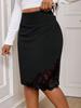 Plus Size Women's Fashion Solid Color Mesh Splicing Stretch Skirt