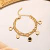 Hollow Roman Numeral Titanium Steel Bracelet for Women, Double-Sided Shell Double-Layer Chain Jewelry18k Rose Gold Has a Trendy Vibe