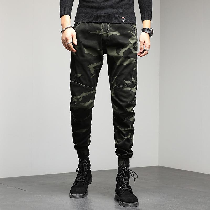 

Autumn new overalls men s trendy brand loose multi-bag leggings sports trend pants 38 зелений
