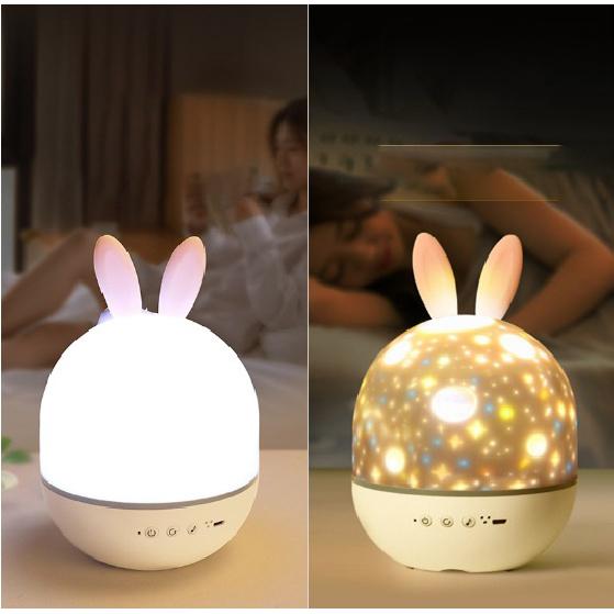 Rabbit Projector Lamp Music Remote Control Rotating Starry Sky Light Creative Bedroom