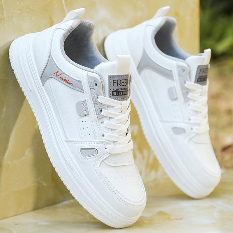High-top men's shoes spring and autumn leather sneakers men's new casual little white shoes men's trend versatile board shoes