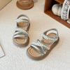 Girls Pearl Roman Sandals Summer Soft Sole Princess Children Shoes For Big Kids Comfortable Beach Footwear