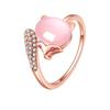 Pink Crystal Fox Necklace Imitation Hibiscus Powder Crystal Pendant Ring Pink Diamond Fox Stud Earrings Set