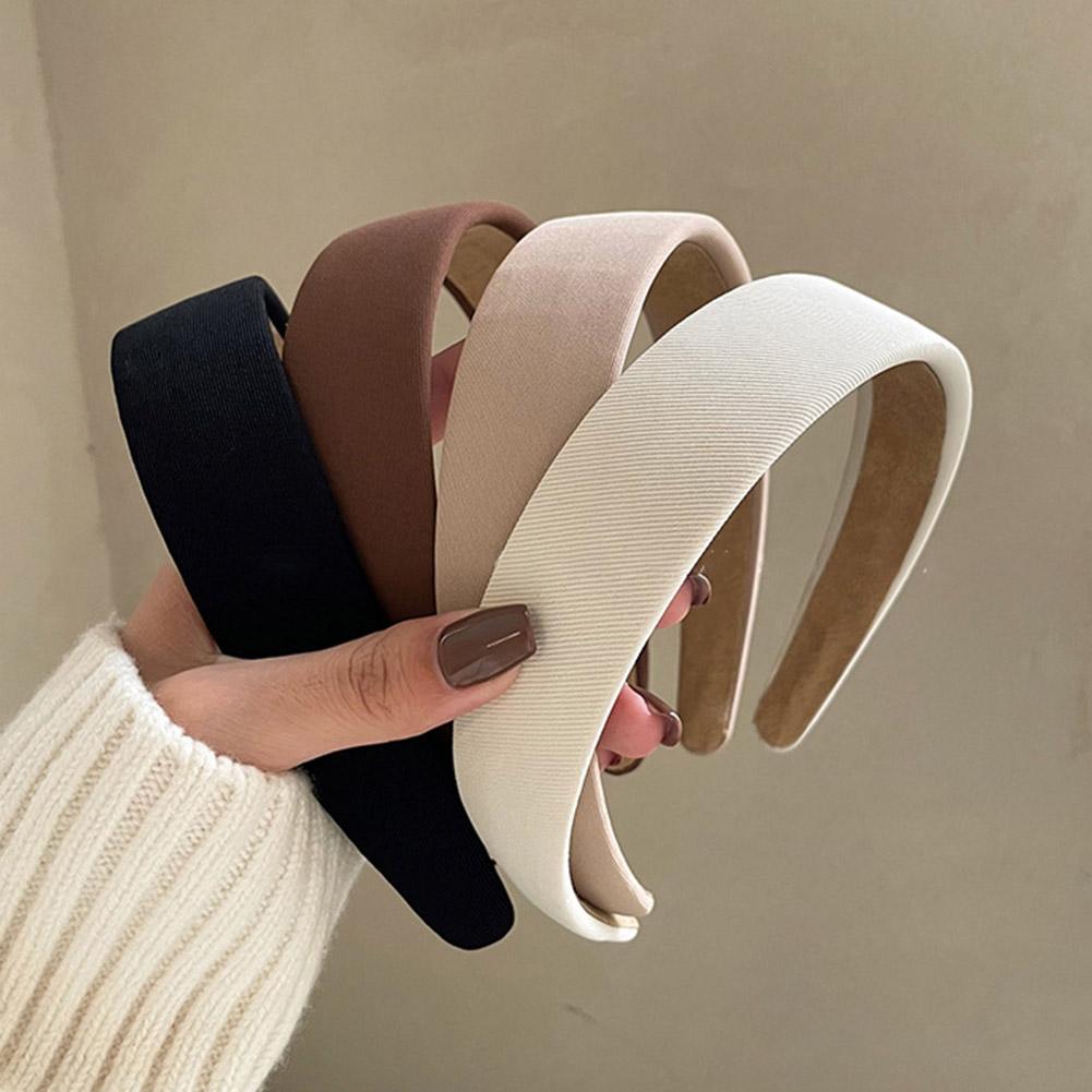 Fashion Solid Color Wide Headbands for Women Girls, 3cm Wide Non-Slip Elastic Thick Hair Band Hair Hoop Trendy Winter Fall Style