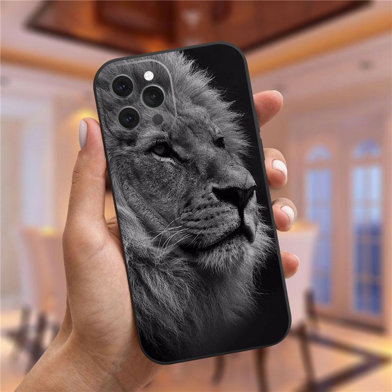 Hayvan Aslan Kurt Kaplan leopar Yumuşak Silikon Kılıf iPhone 11 12 13 Pro XS Max XR XS 7 Plus 8 Plus 6 6s SE 2020 12 Mini Kılıf