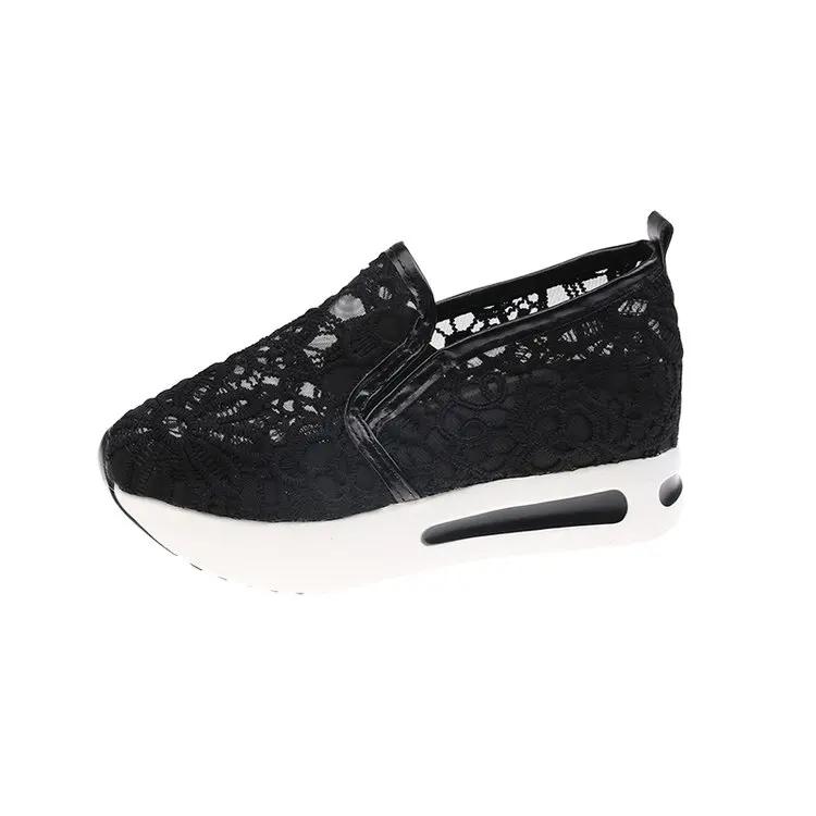 Fashion Lace Flats Platform Women Sport Shoes Mesh Breathable Sneakers 2025 Summer New Casual Sandals Running Beach Rocking Dance Shoes