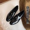 Inner heightening loafers women's 2025 spring and autumn one-pedal British style single shoes thick heel small leather shoes
