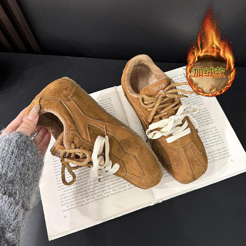 Keep Version~ Inner Height Increase 5cm Leather Retro Forrest Gump Shoes Women's 2025 Autumn and Winter New Casual Moral Training Shoes Tide