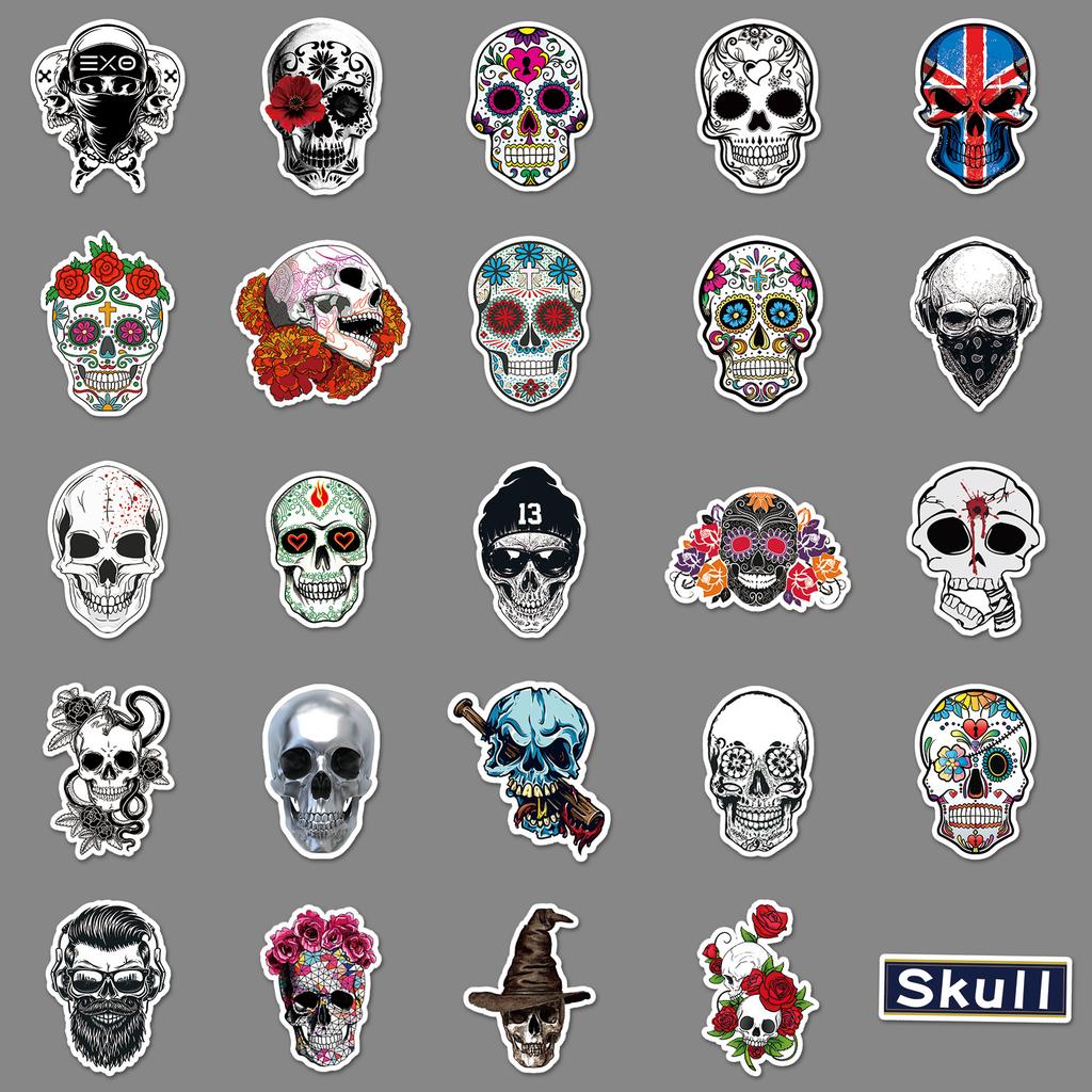 50 Schädel Cartoon Halloween Horror Gesicht Kreativ Koffer Roller Auto Handy Dekoration Aufkleber