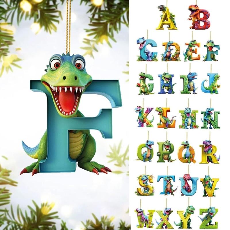 26 Letter Cartoon Pendant for Tree Kids Acrylic Christmas Animal Ornament