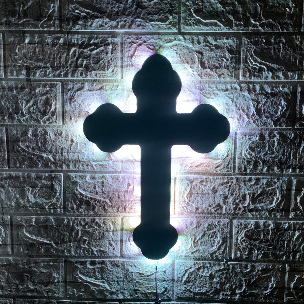 ZK30 Cross Creativ Lampă de Perete LED cu Imagine cu Schimbare de Culoare Luminoasă Decor Bar Interior USB Telecomandă Lumină de Noapte