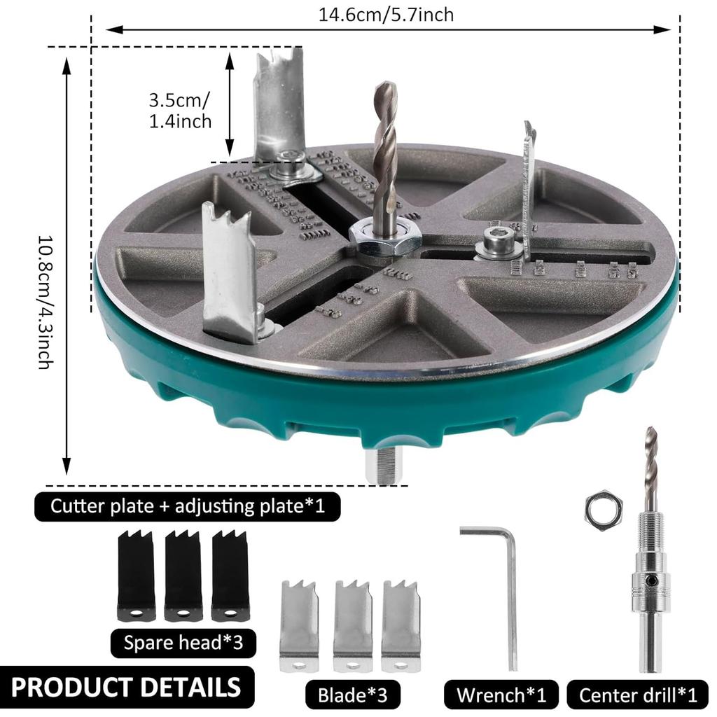 Adjustable Hole Saw,Adjustable Punch Saw Tool for Drilling,Adjustable Round Hole Saw Diameter 45-130MM,Hole Opener Tools,Adjustable Hole Cutter
